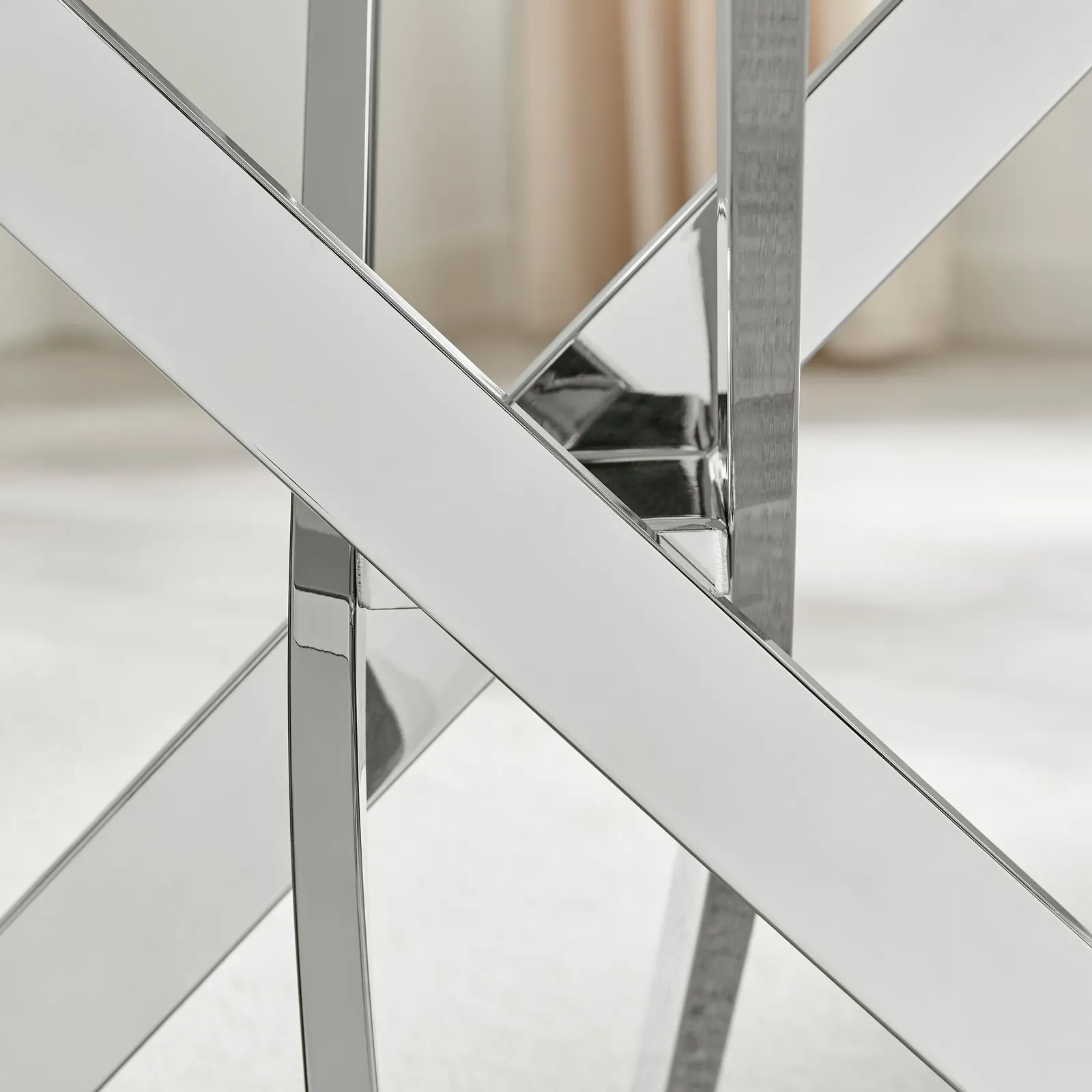FurnitureboxUK Leonardo 4-Seater Dining Table With Marble Effect Glass Top & Silver Metal Legs in White 5