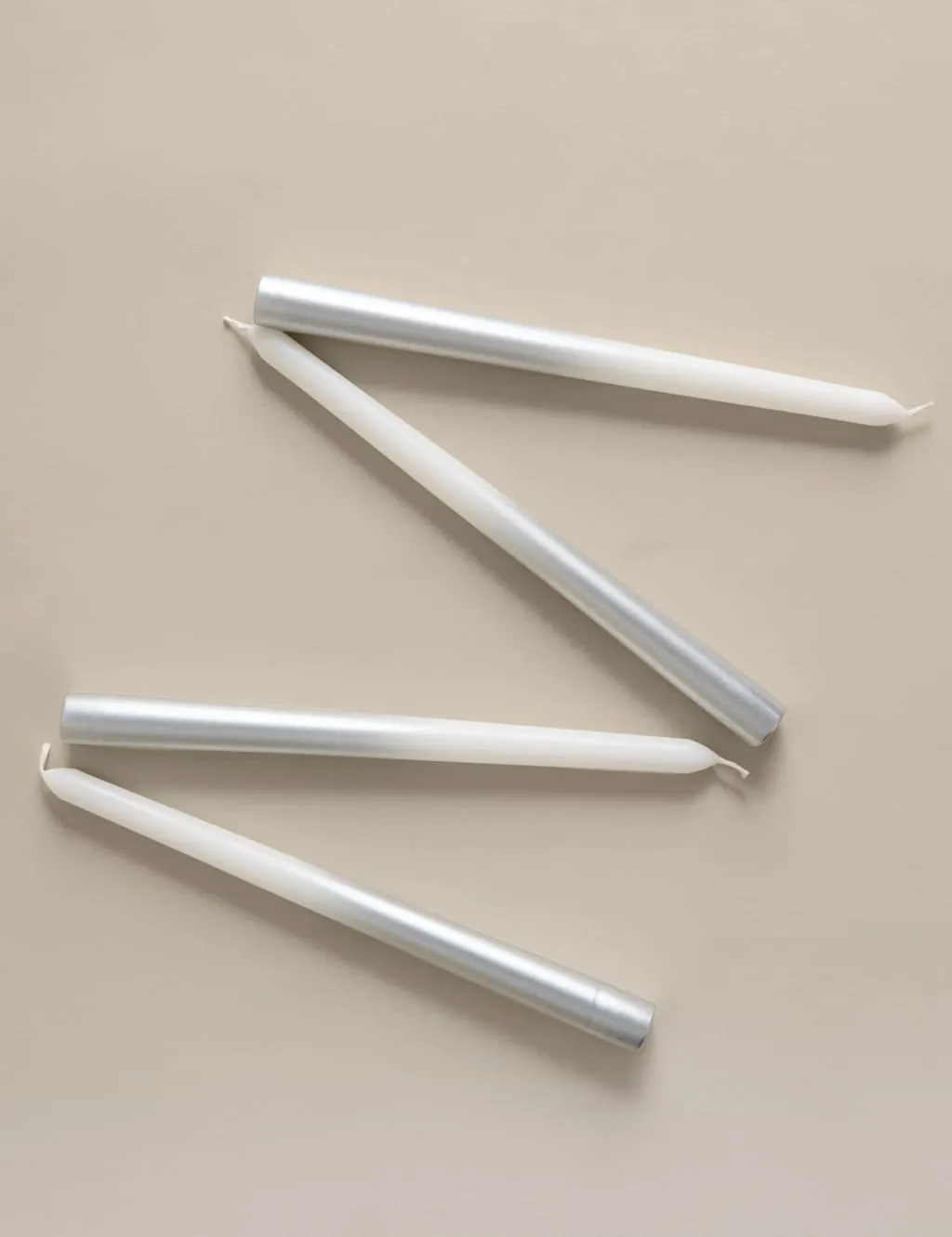 M&S Set of 4 Metallic Ombre Dinner Candles Silver Mix
