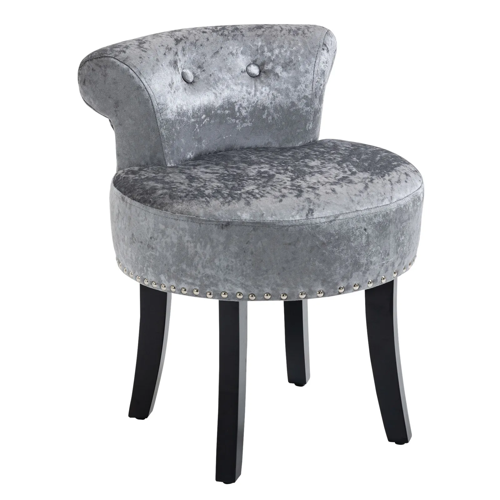 HOMCOM Dressing Table Stool with Rubber Wood Legs for Living Room Bedroom in Grey 2