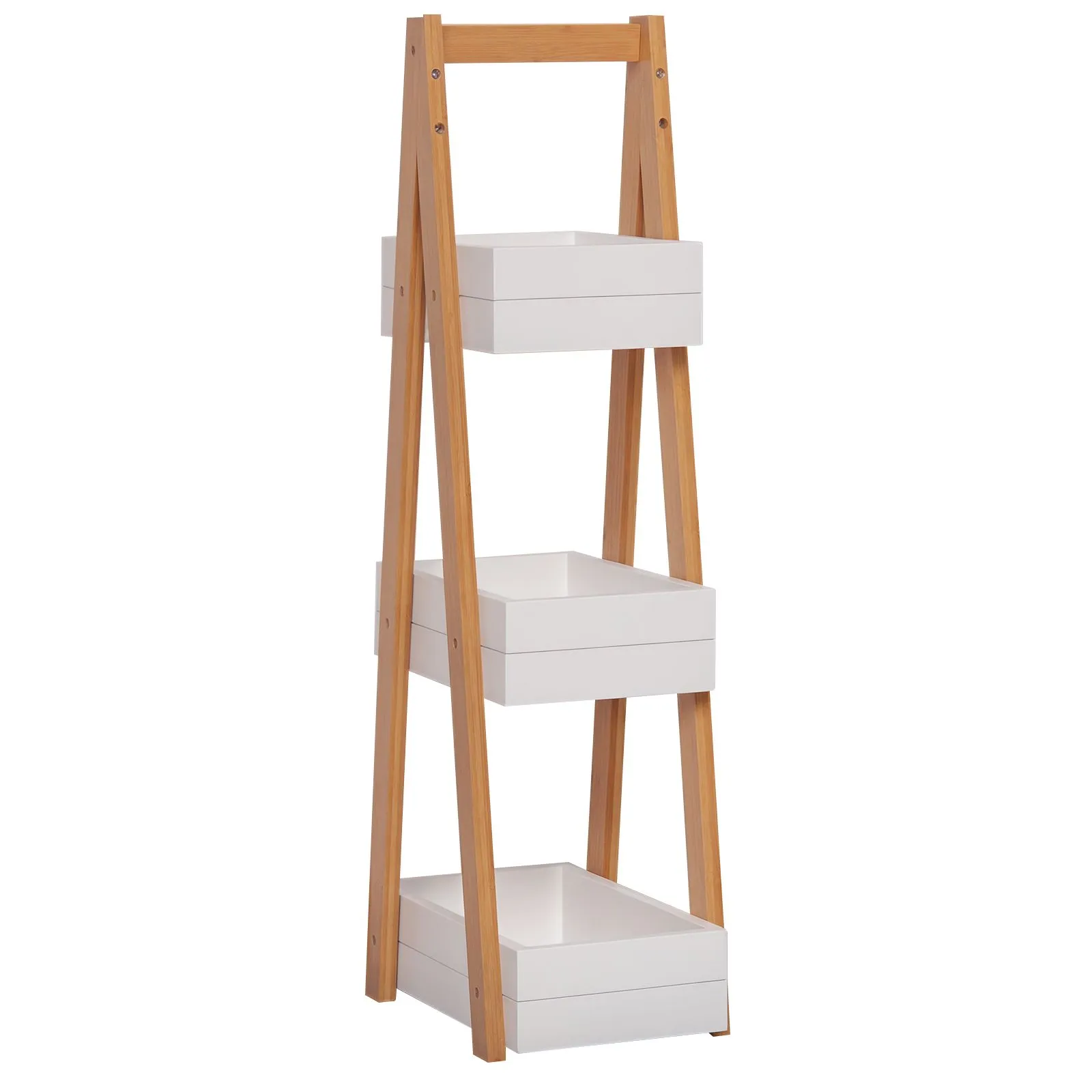 HOMCOM 3 Tier Bathroom Shower Caddy Freestanding Rack Storage Unit in White 2
