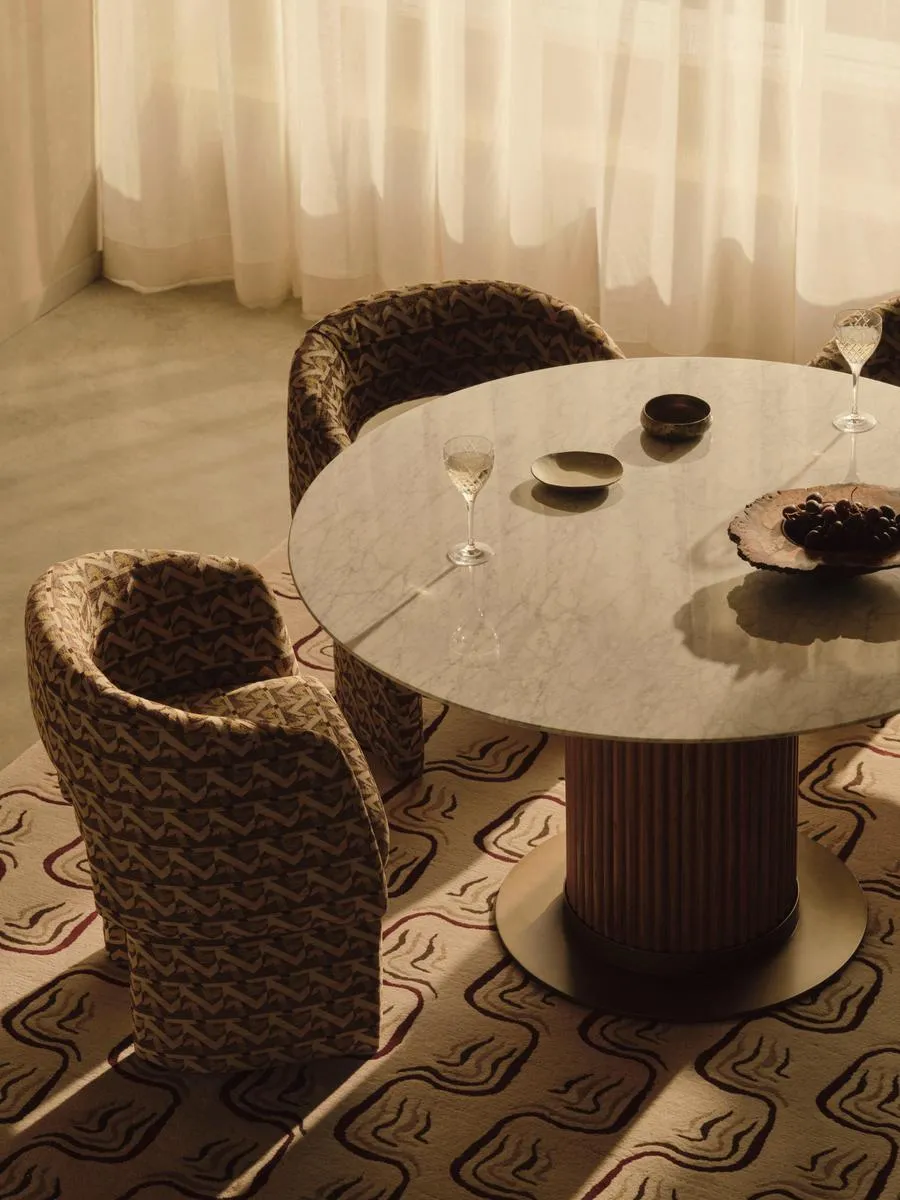 Murcell Round Dining Table, Carrara Marble