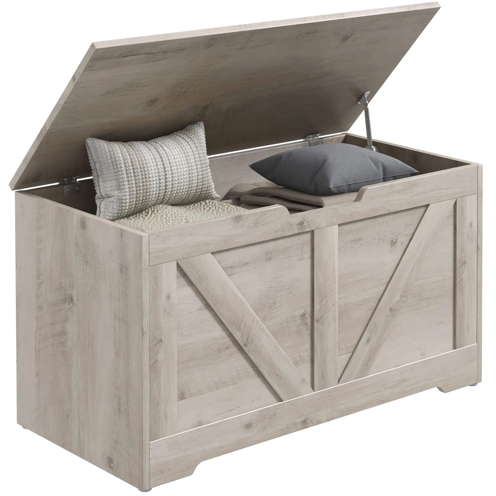 HOMCOM Storage Trunk for Living Room, with Safety Hinges, 80cm in Grey 2