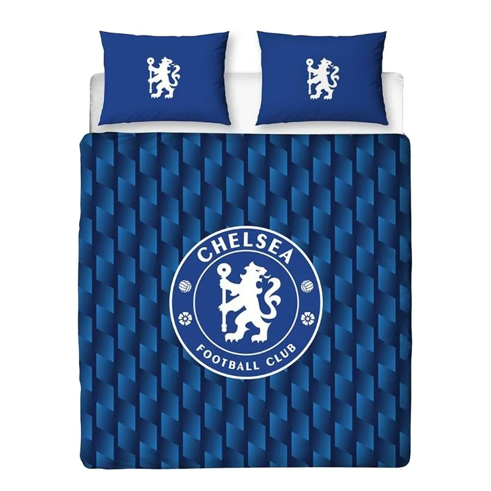Chelsea FC Geometric Double Duvet Set in Blue