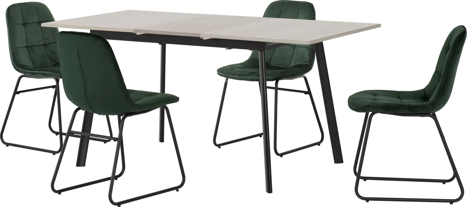 Seconique Avery Extending Dining Set with Lukas Chairs in Green 2