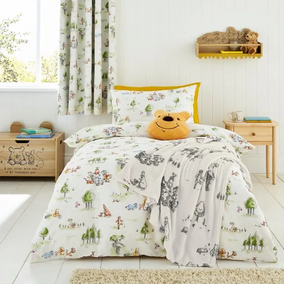Disney Winnie the Pooh Watercolour Cotton Duvet Cover and Pillowcase Set 1