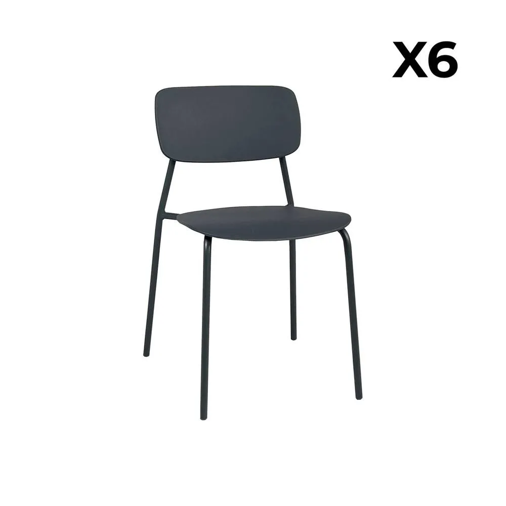 sweeek Folding metal garden table + 6 chairs in Dark Grey 6
