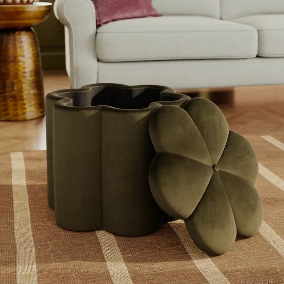 Flower Velvet Storage Footstool 3