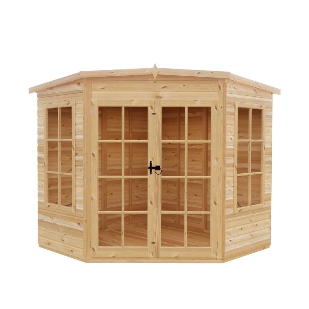 Shires Hampton Shiplap Summerhouse Garden Sun Room Approx 7 x 7 Feet in Brown