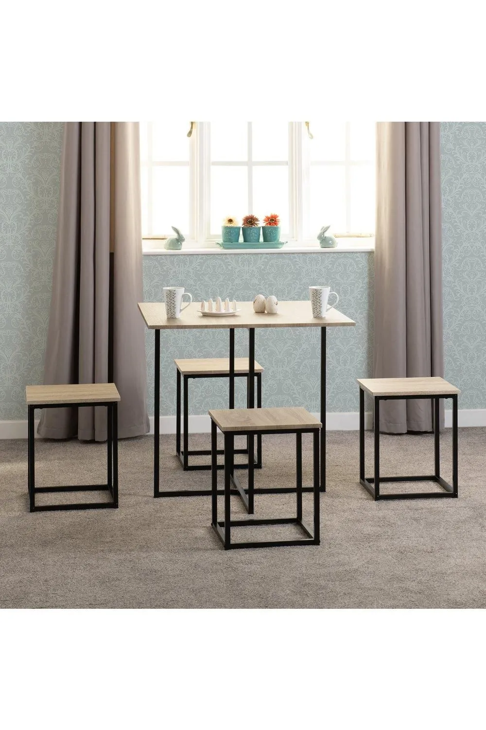 Seconique Kent 1+4 Stowaway Dining Set in Light Oak