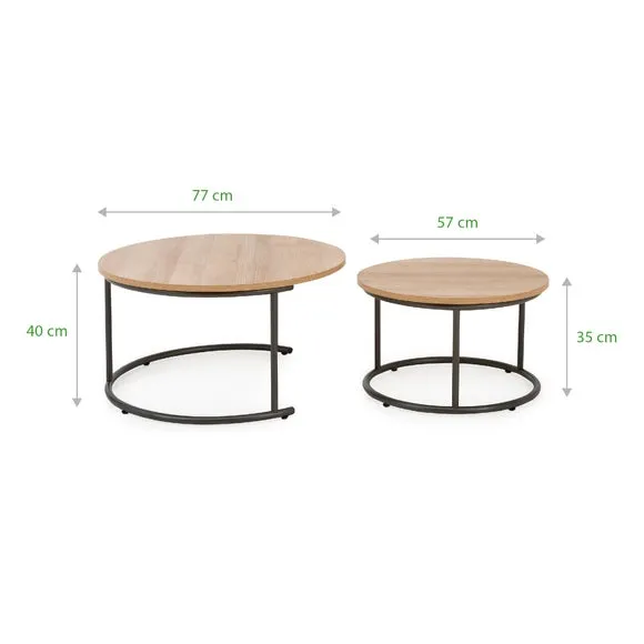 Fulton Coffee Nest of Tables, Oak Effect 6