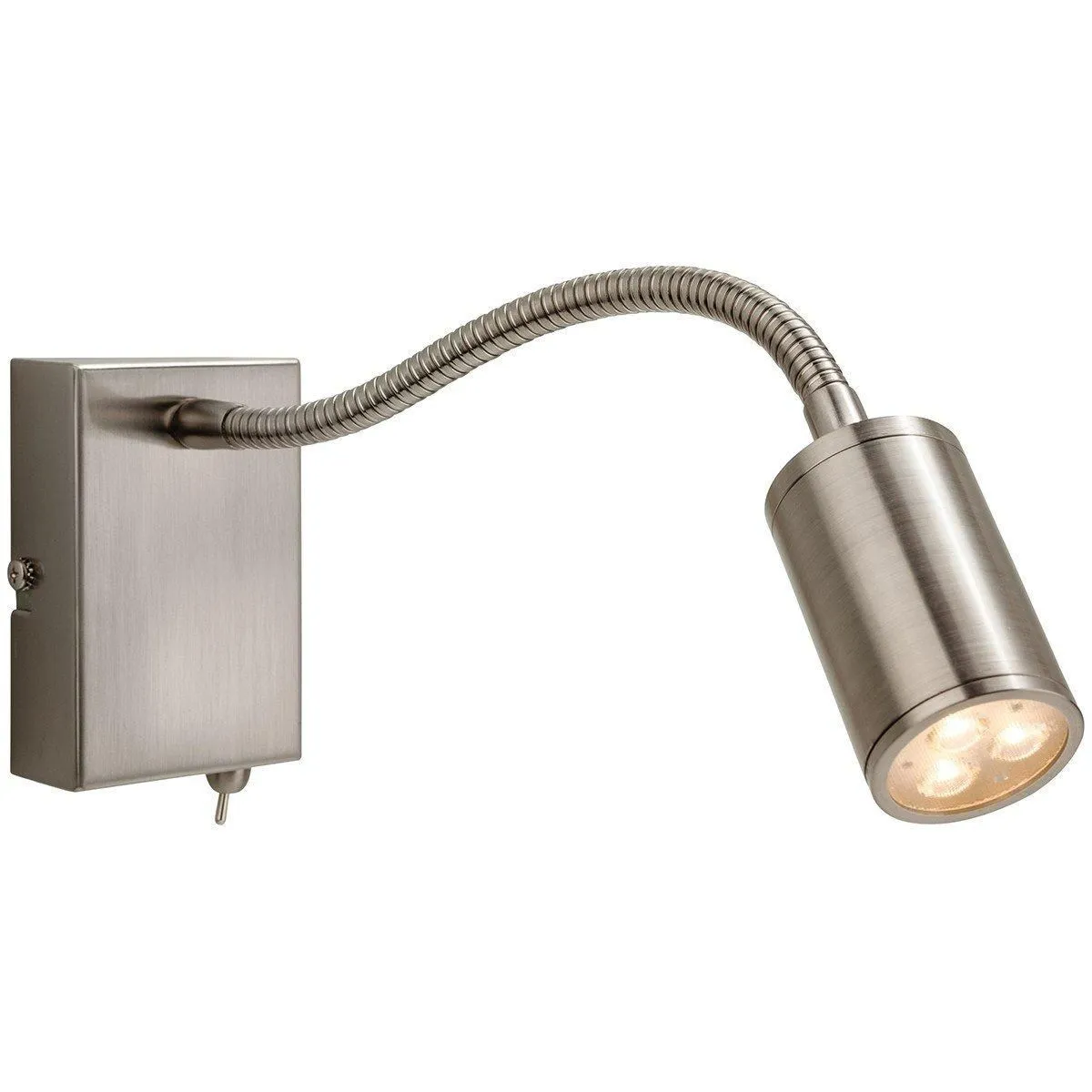 Netlighting Orion LED 3 Light Flexi Indoor Wall Spotlight (Switched) Brushed Steel in Grey