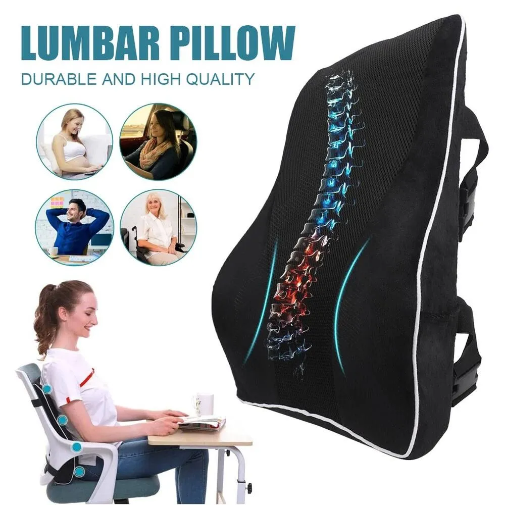 SPETLEK Lumbar Back Support Cushion Memory Foam in Black