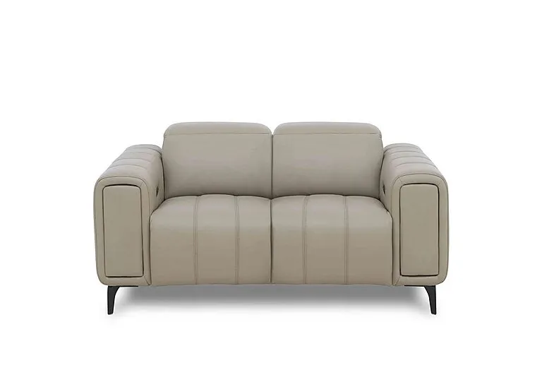 Elphaba Leather 2 Seater Power Recliner Sofa with Storage Arms - Oyster Cat - Sofas and Armchairs