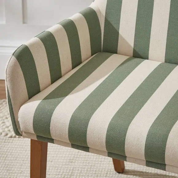 Agnes Carver Dining Chair, Olive Green Striped Fabric 6