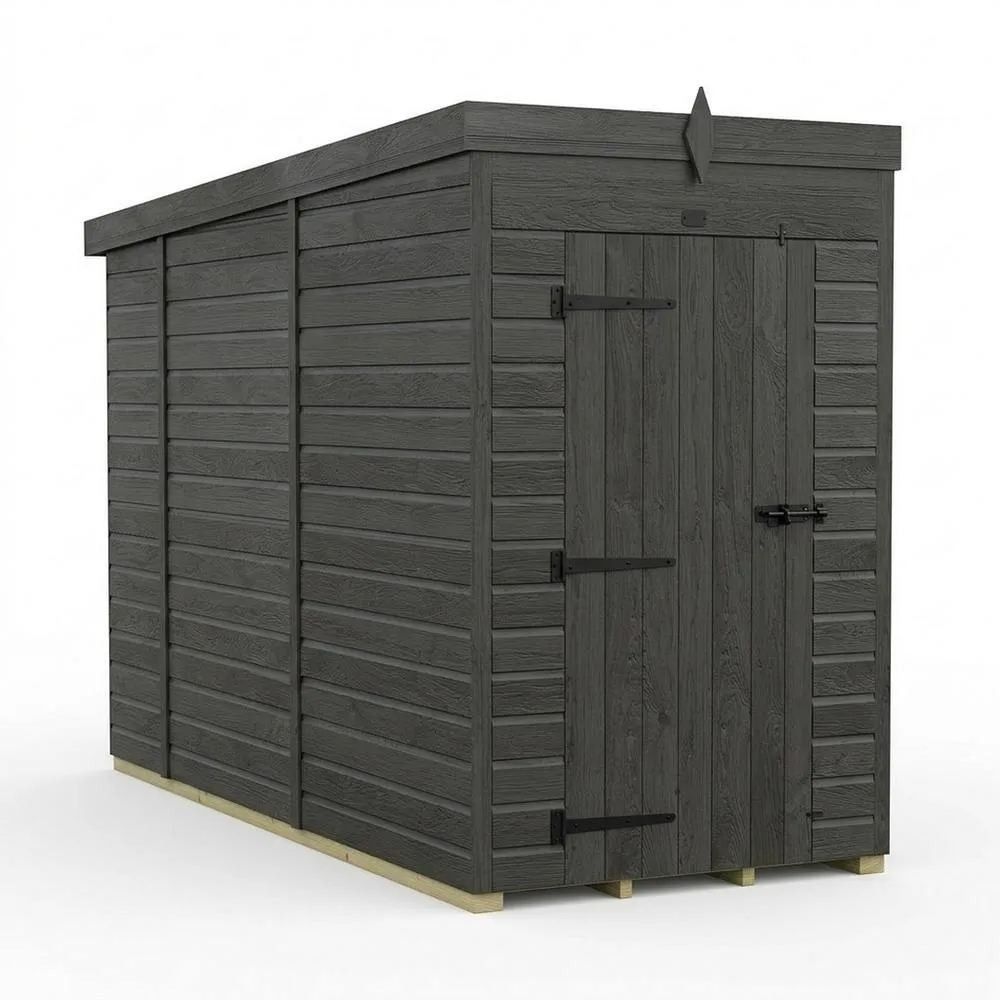 Buttercup Farm 4ft x 10ft Composite Pent Garden Shed Single Door No Windows - Grey