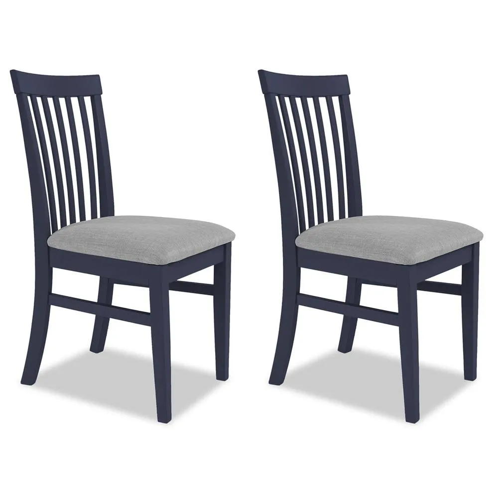 Statement Furniture Florence Highback Upholstered Chairs Set of 2 in Navy