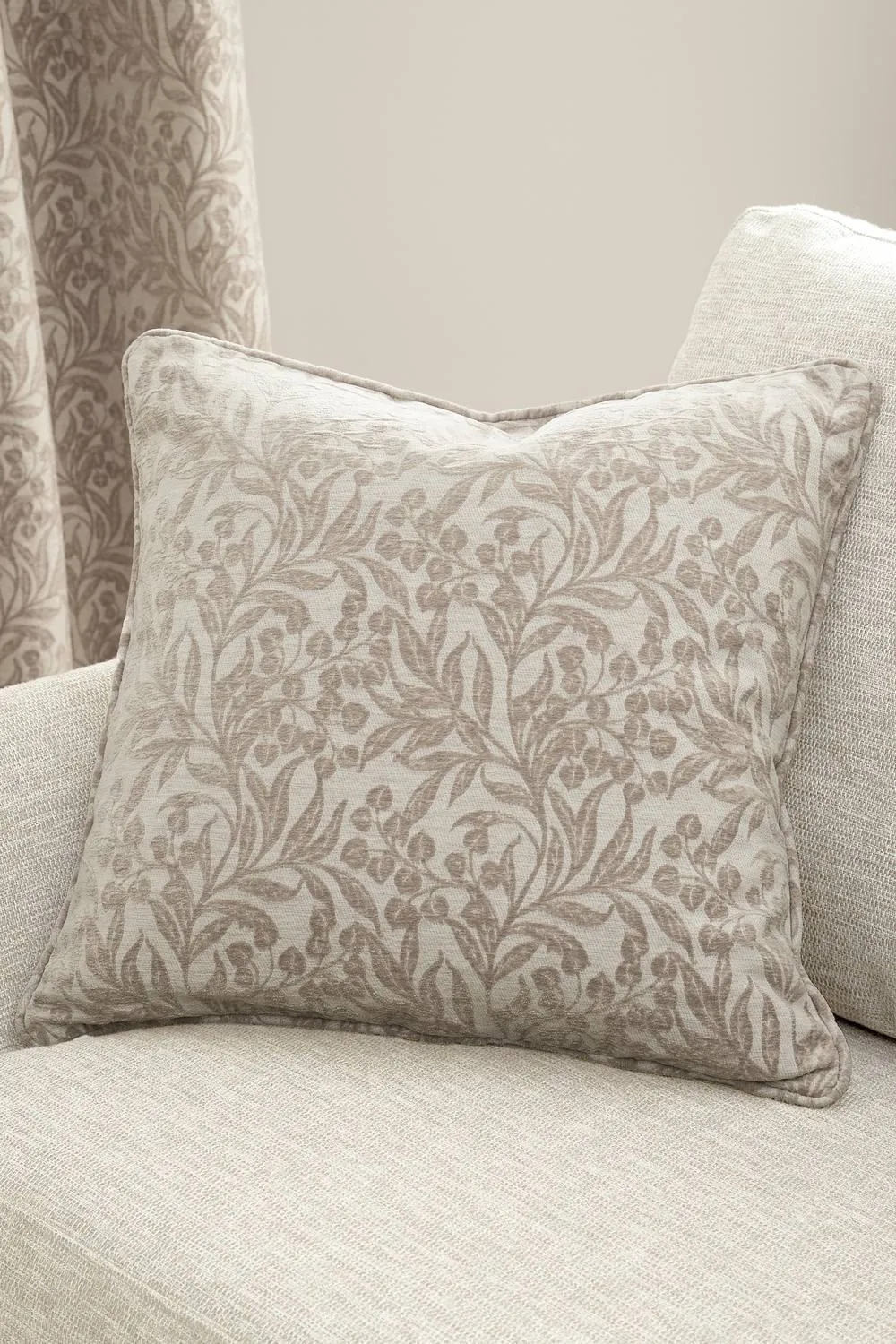 Bianca 'Chenille Leaves' Cushion in Natural 1