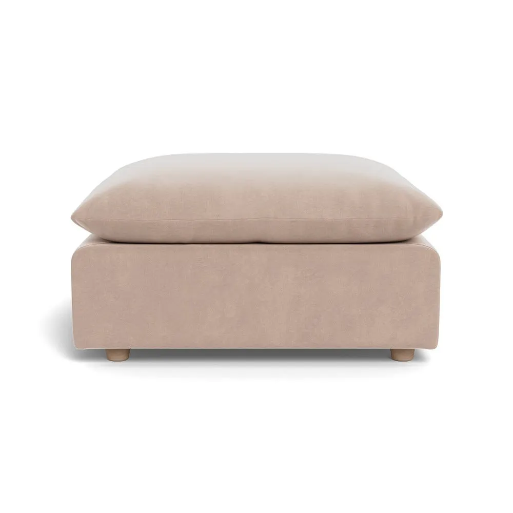 Heal's Astrid Ottoman Smart Velvet Pebble Natural Beech Feet 1
