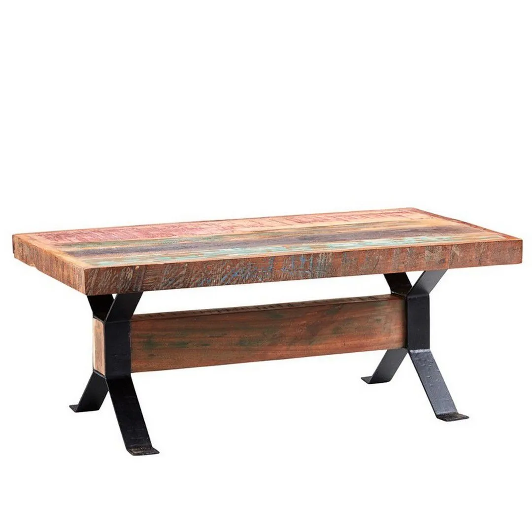 Indian Hub Coastal Coffee Table - Wood - L60 x W110 x H40 cm in Brown