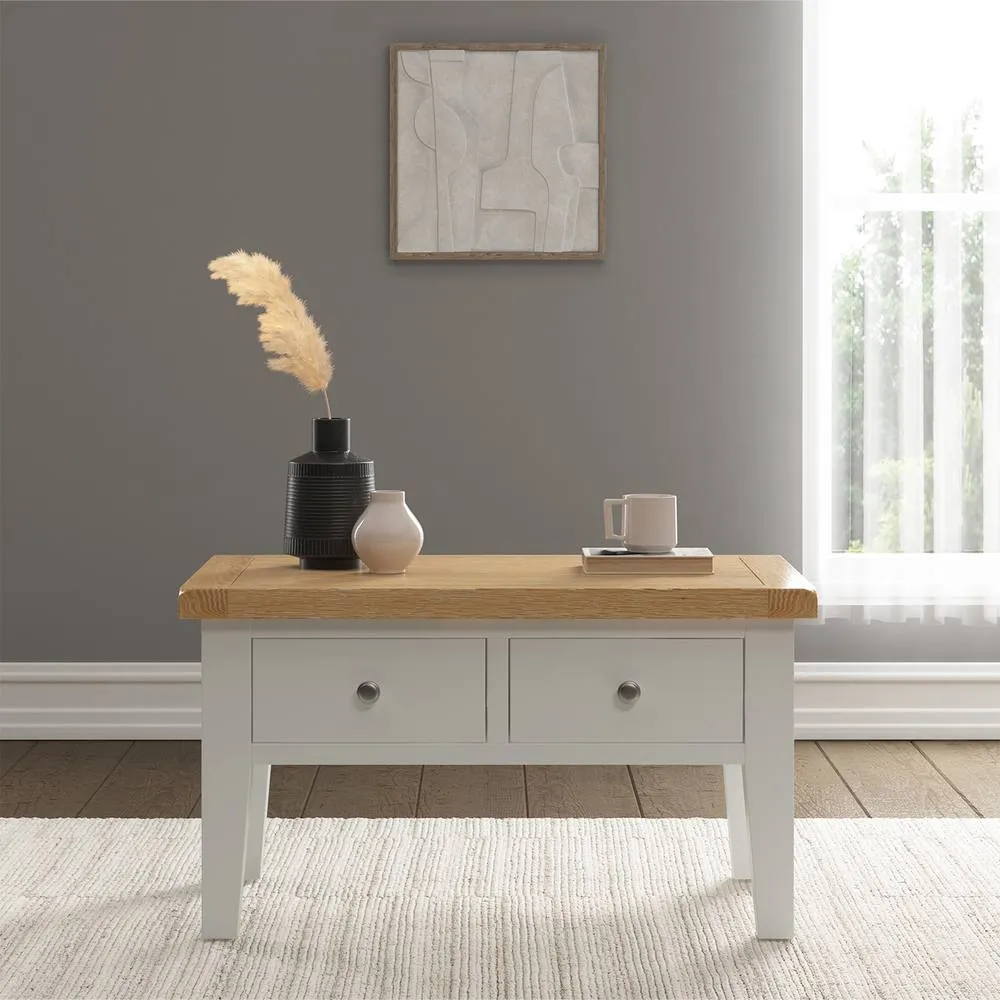 Seconique Windsor 2 Drawer Coffee Table (Fully Assembled) in Ivory