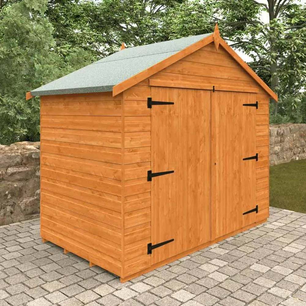 Buttercup Farm 4 x 7 Feet Apex Compact 12mm Shed - Solid Wood/Softwood/Pine in Burnt Orange 2
