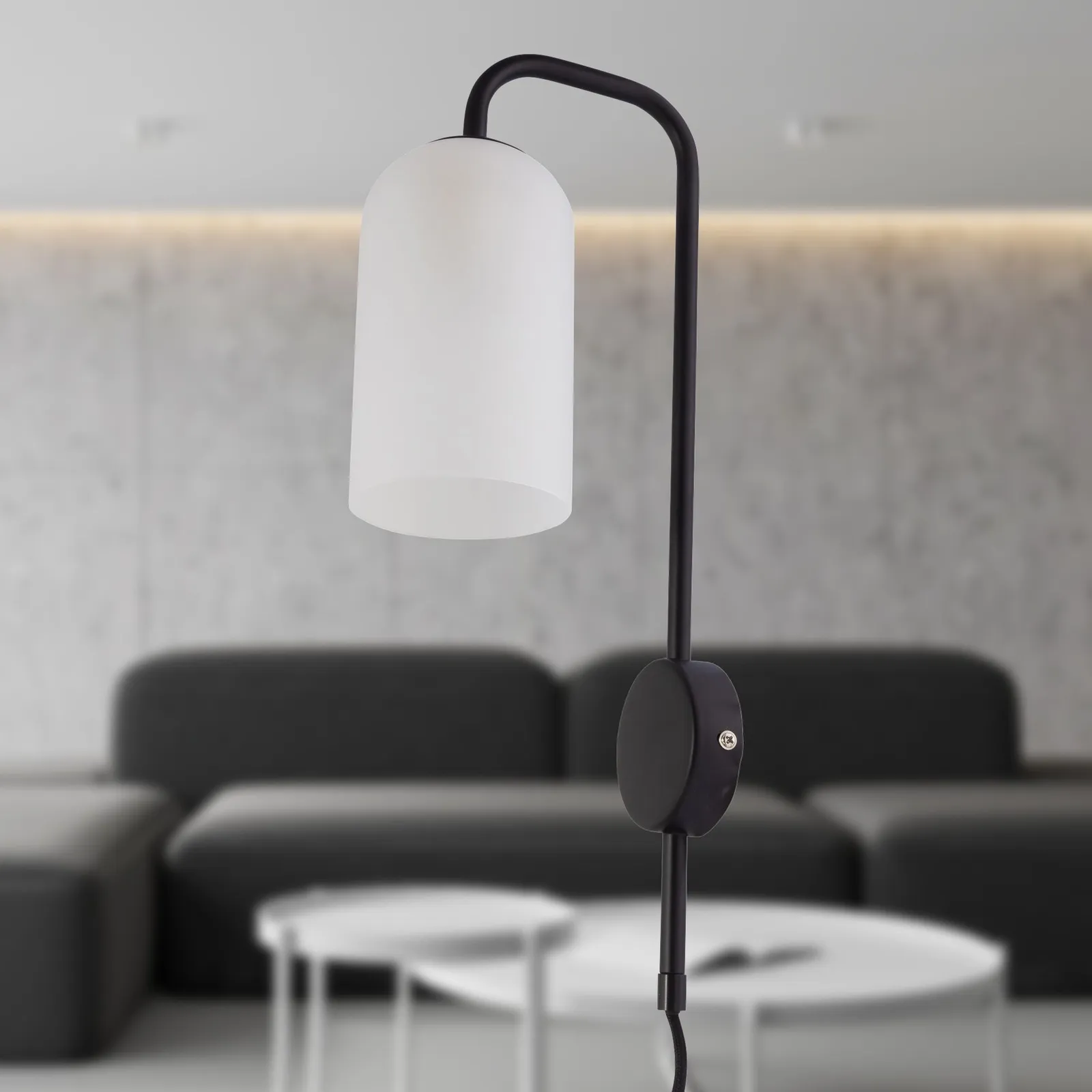 First Choice Lighting Victoria - Black Plug in Wall Light with Frosted Glass Shade 5
