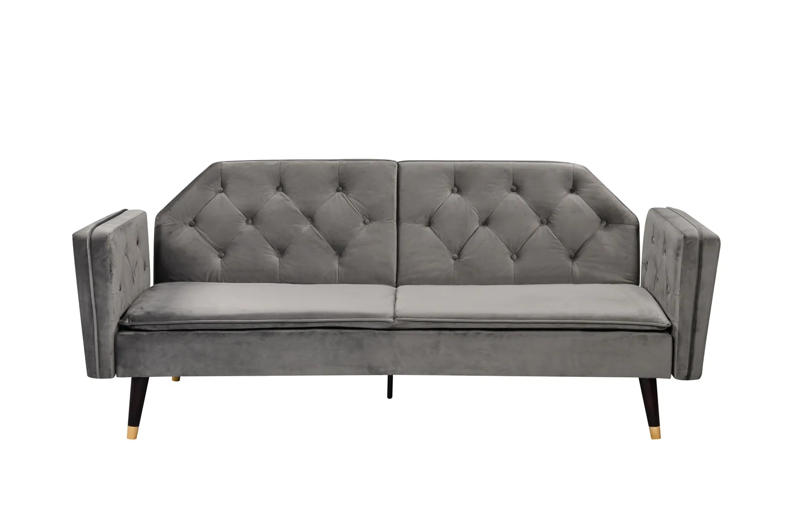 Comfy Living Ltd Plush Velvet Tufted Sofa Bed In Various Colours With Black & Gold Legs in Grey 5