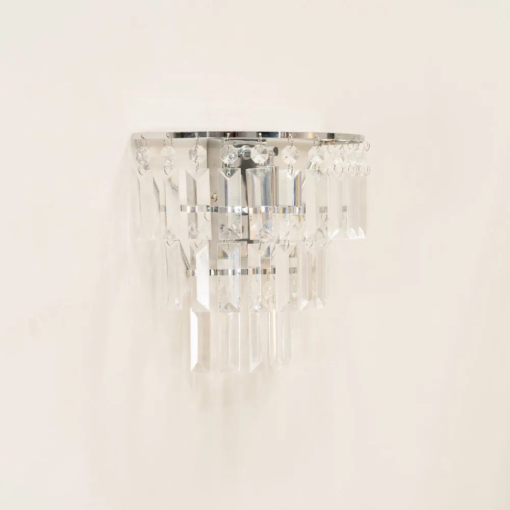 ValueLights Kelsks Pair Chrome with Drops Chandelier Flush Wall Lights & Bulbs in Silver 3