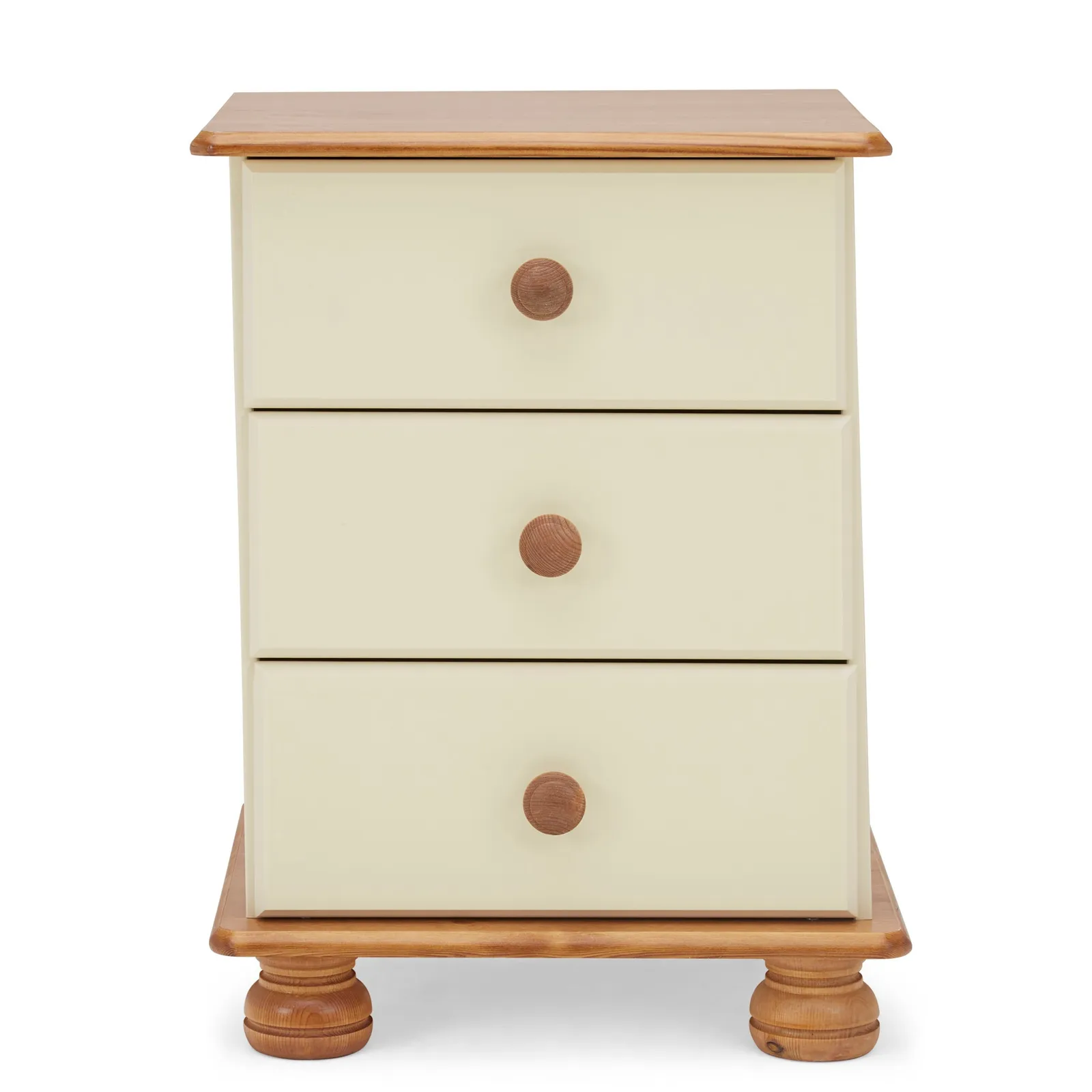 Colburn Cream 3 Drawer Bedside Table Natural/Cream