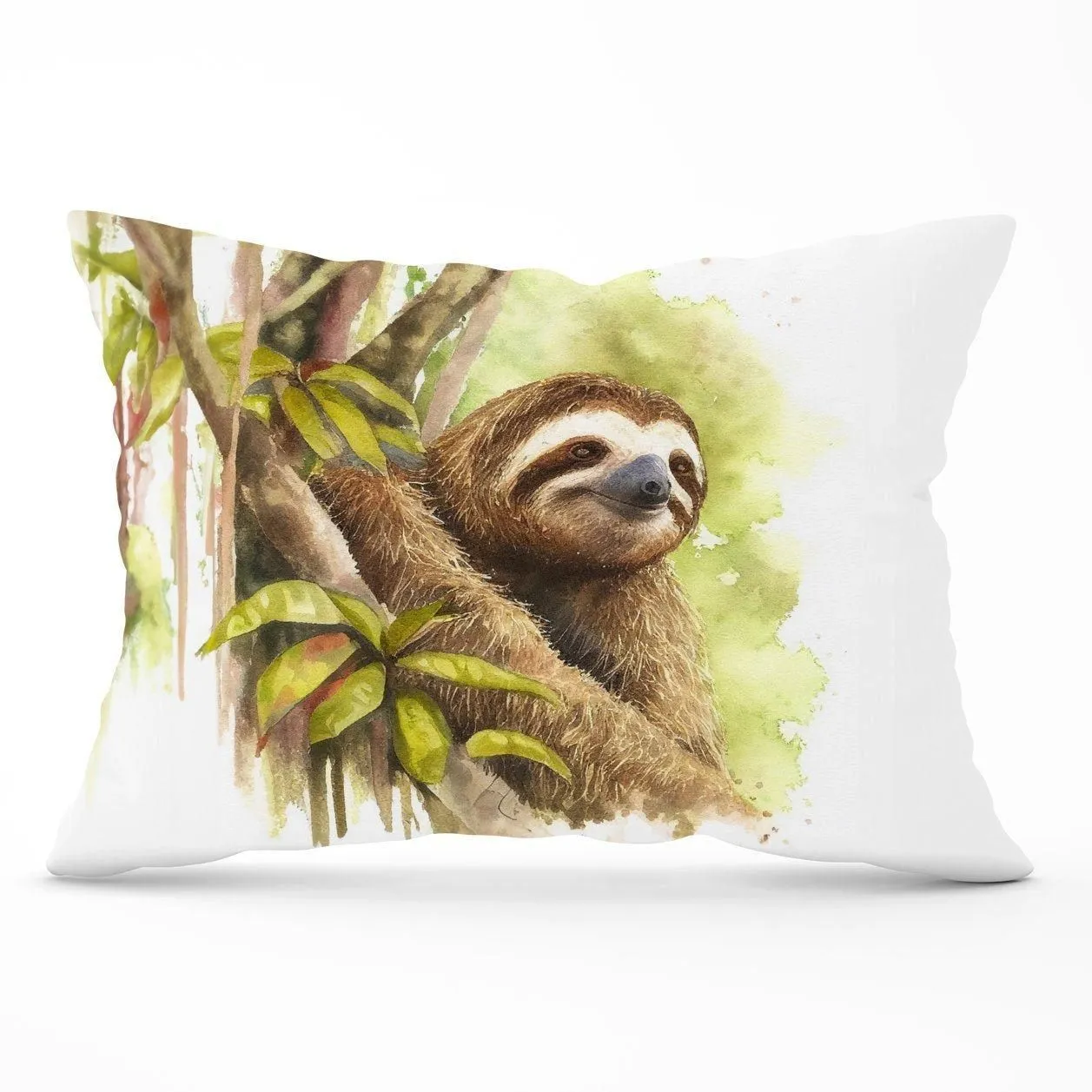 Warren Reed - Designer Sloth Watercolour Cushions in Brown