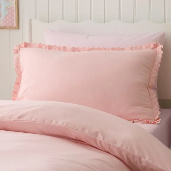 Heart Embroidered Trim Quilt Cover & Pillowcase Set 2
