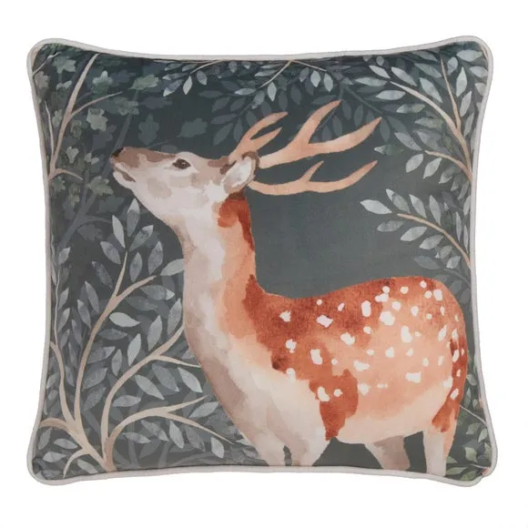 Dreams & Drapes Forest Animals Velvet Square Cushion 2