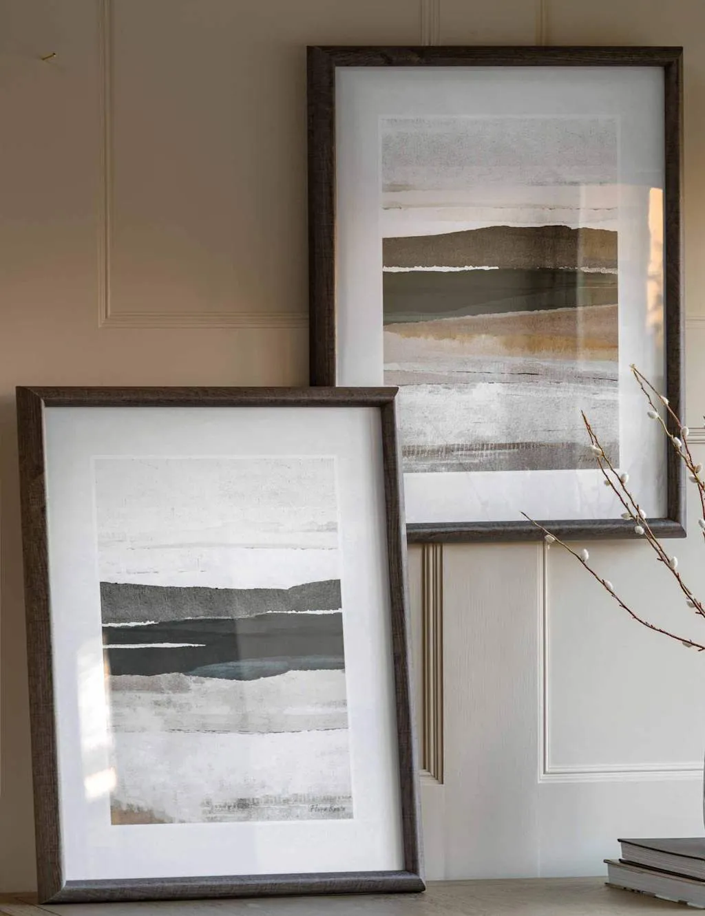 Gallery Direct Set of Two Drift Away Framed Art Taupe