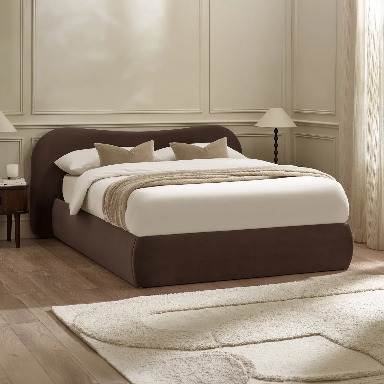 Mallow - Super King-Size - Ottoman Storage Bed - Chocolate Brown - Fabric - 6ft