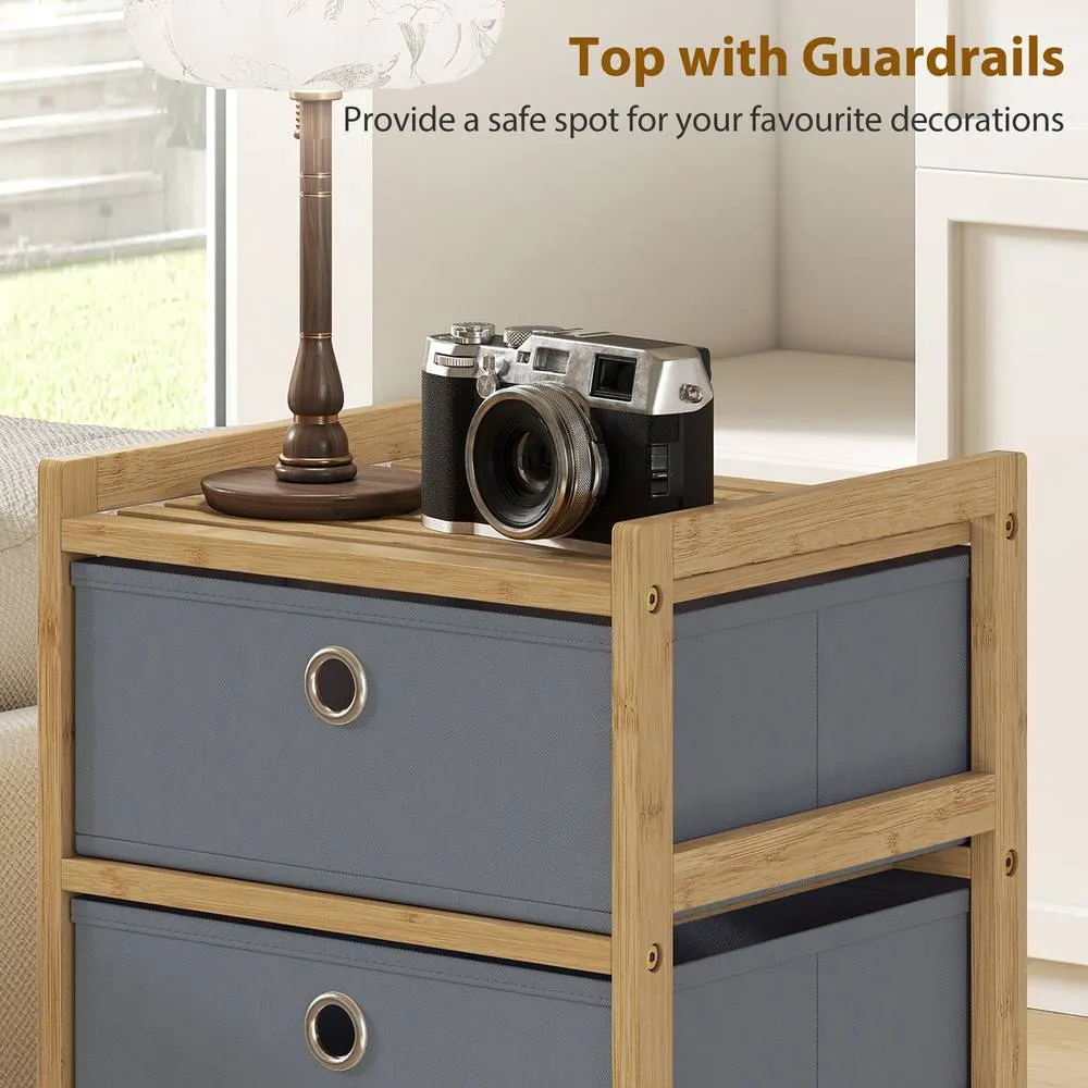 HOMCOM Chest of Drawers, Drawers Dresser with Bamboo Frame in Light Grey 5