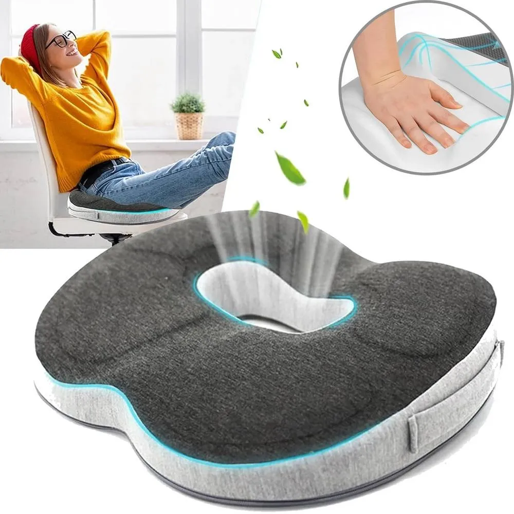 FLAVORA Memory Foam Ring Seat Cushion Orthopedic Pad in Grey