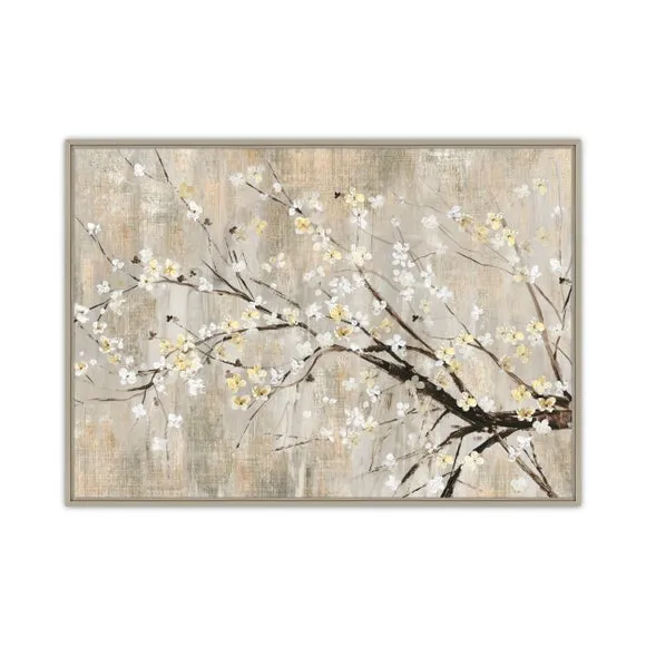 Silver Apple Blooms Framed Canvas 2