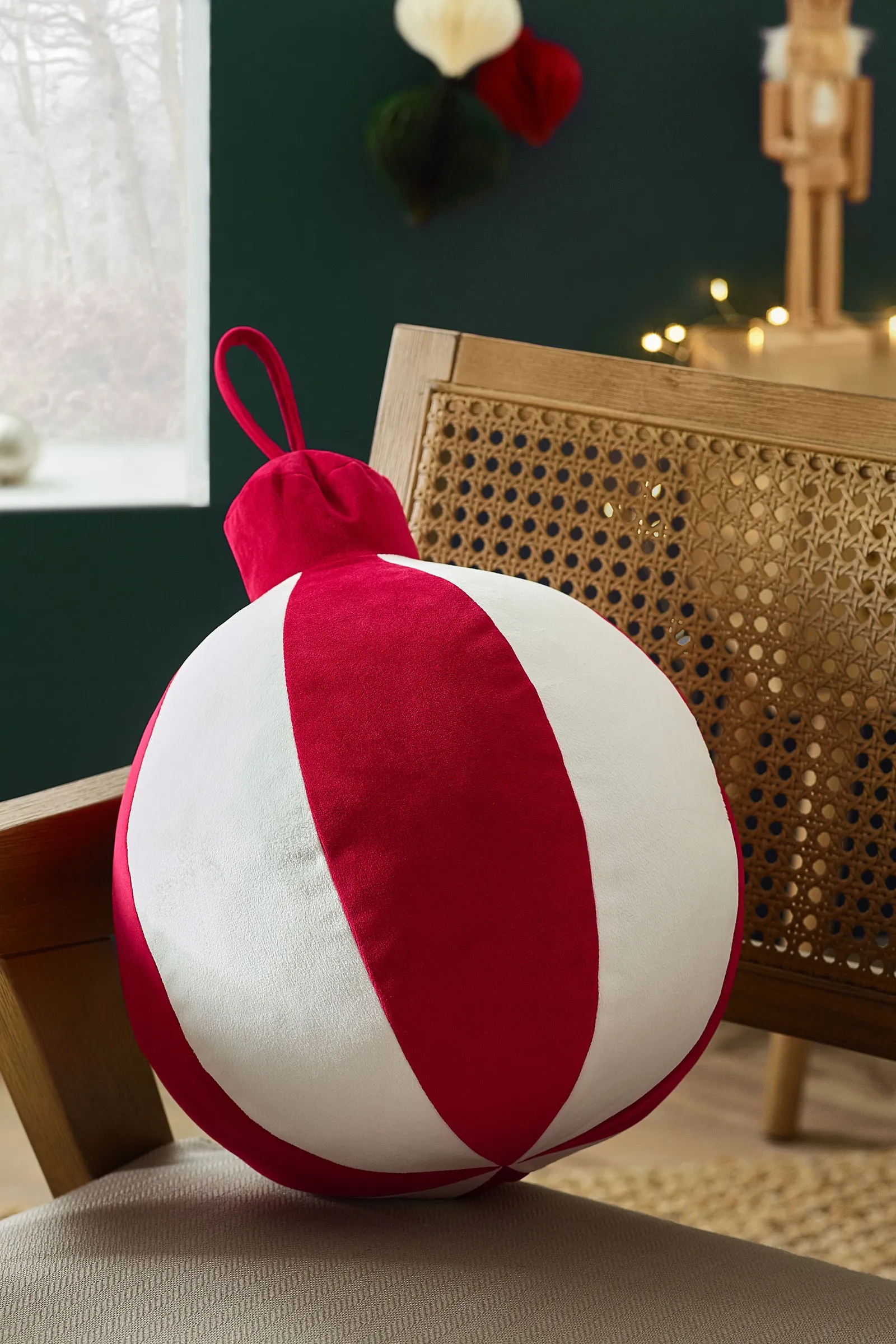 Catherine Lansfield 'Christmas Bauble' 3D Shaped Cushion in Red