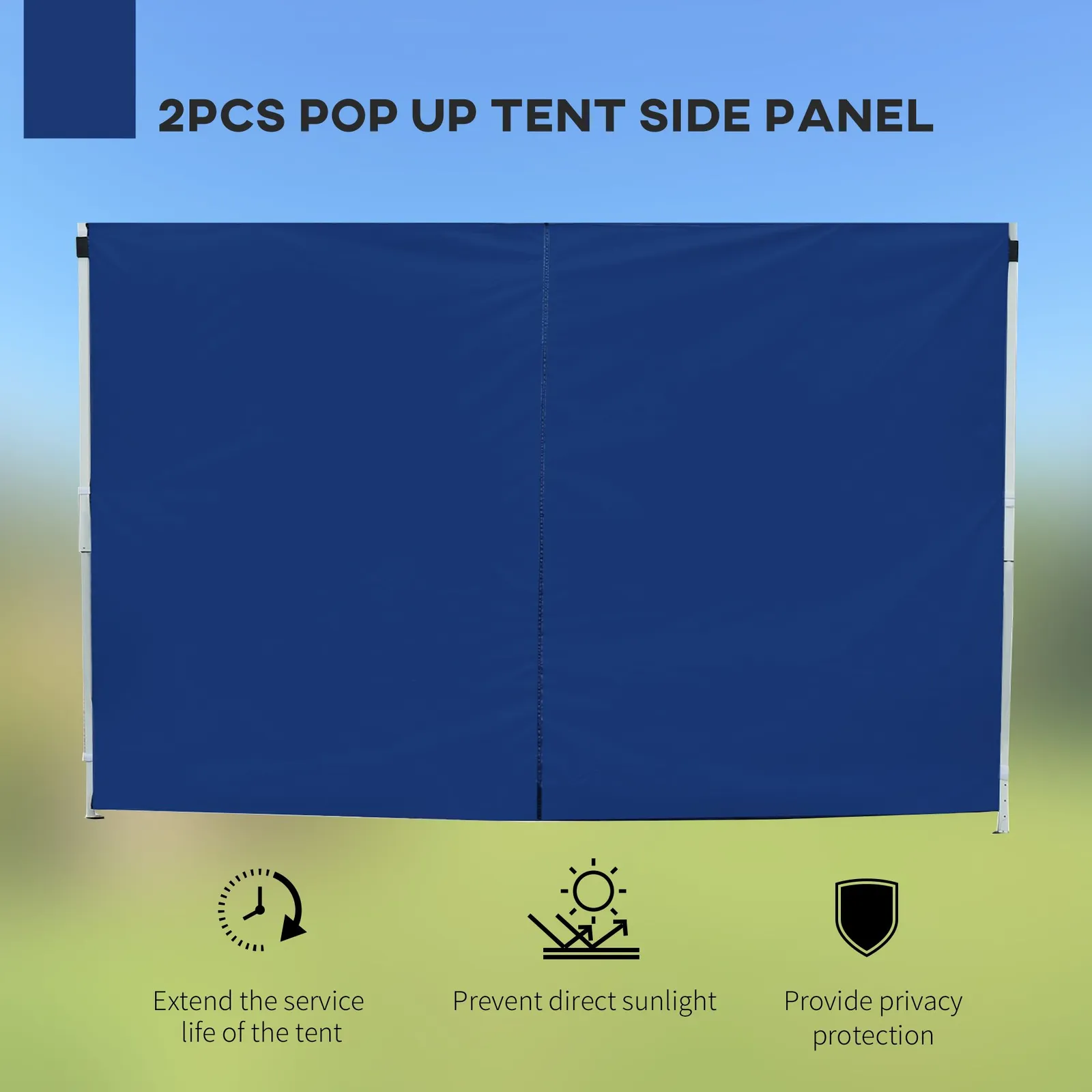 OUTSUNNY Gazebo Replacement Exchangeable Side Wall Panels w/ Window in Blue 4