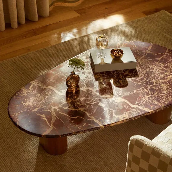 Pondus Coffee Table, Real Cherry Marble and Mango Wood 3