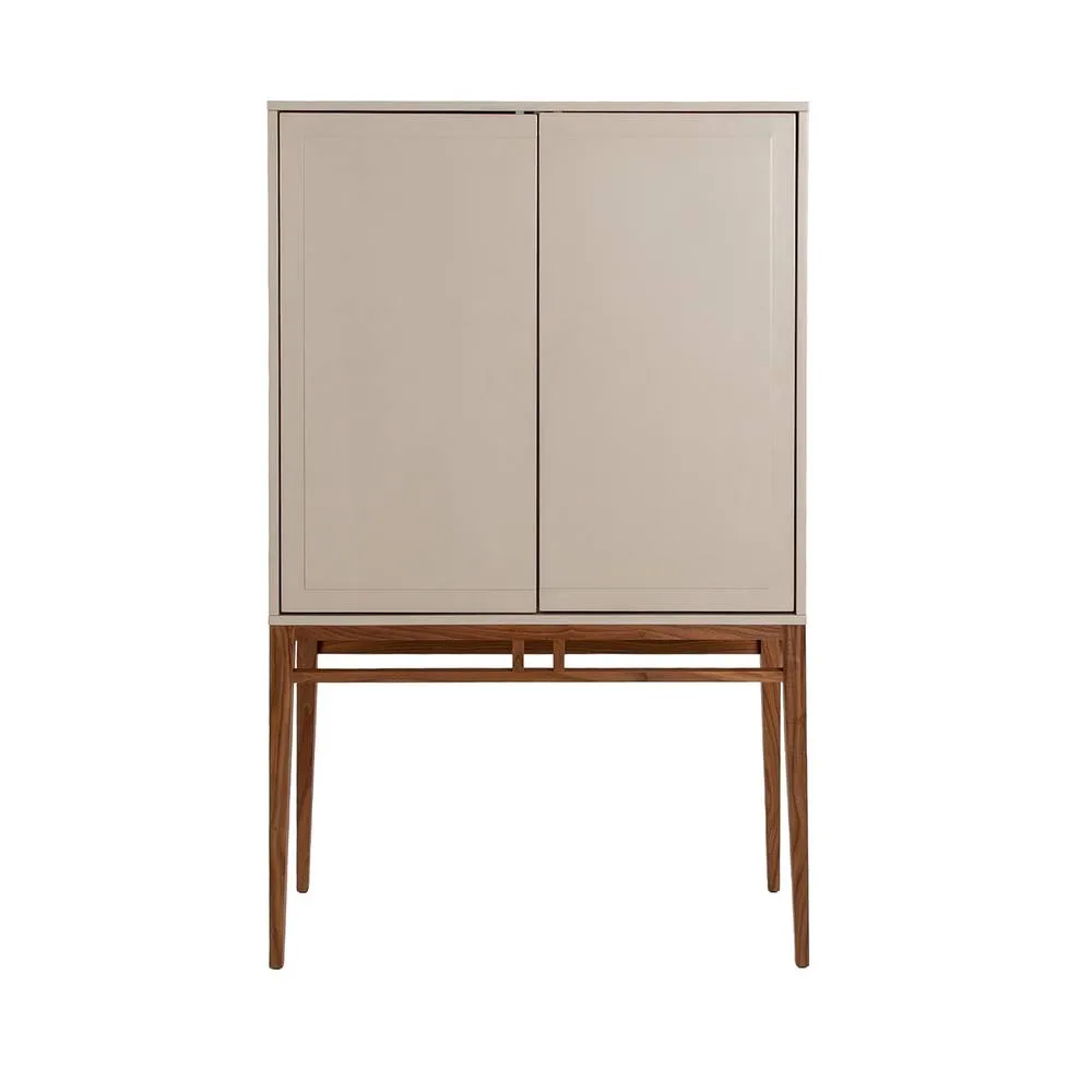 Angel Cerda High Sideboard, Walnut & Beige, 90 x 40 x 150 cm in Beige 2