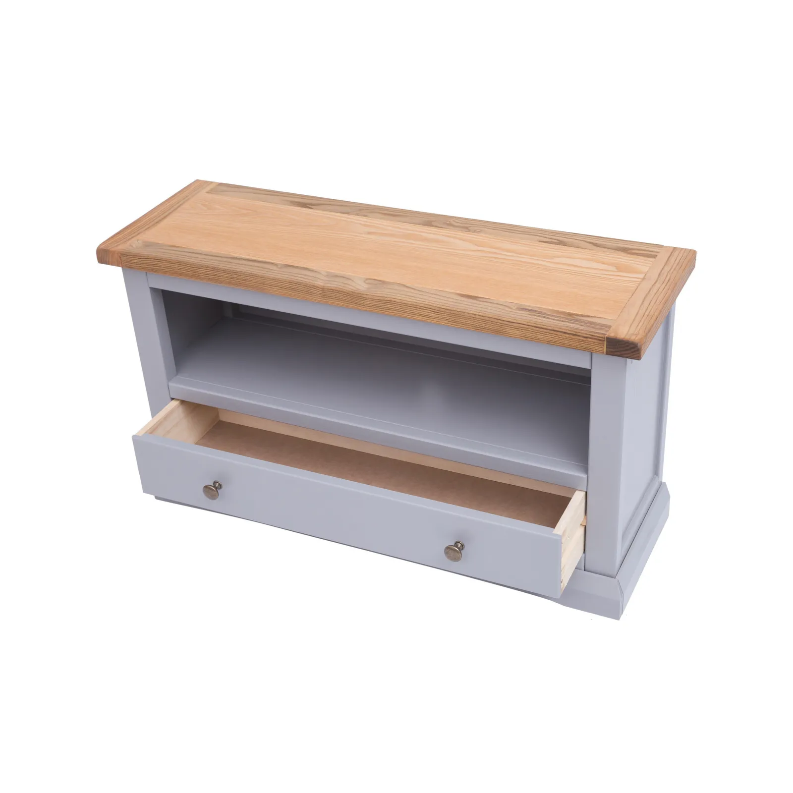 Cabinet Bits Rocca Grey 1 Drawer TV Cabinet Brass Knob 4