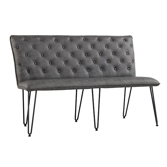 Wichita Faux Leather Medium Dining Bench In Grey