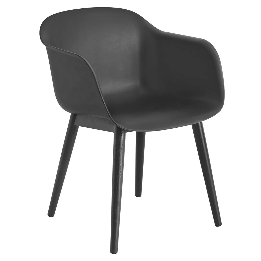 Muuto Fiber Armchair Wood Base Normal Shell Black/Black 3