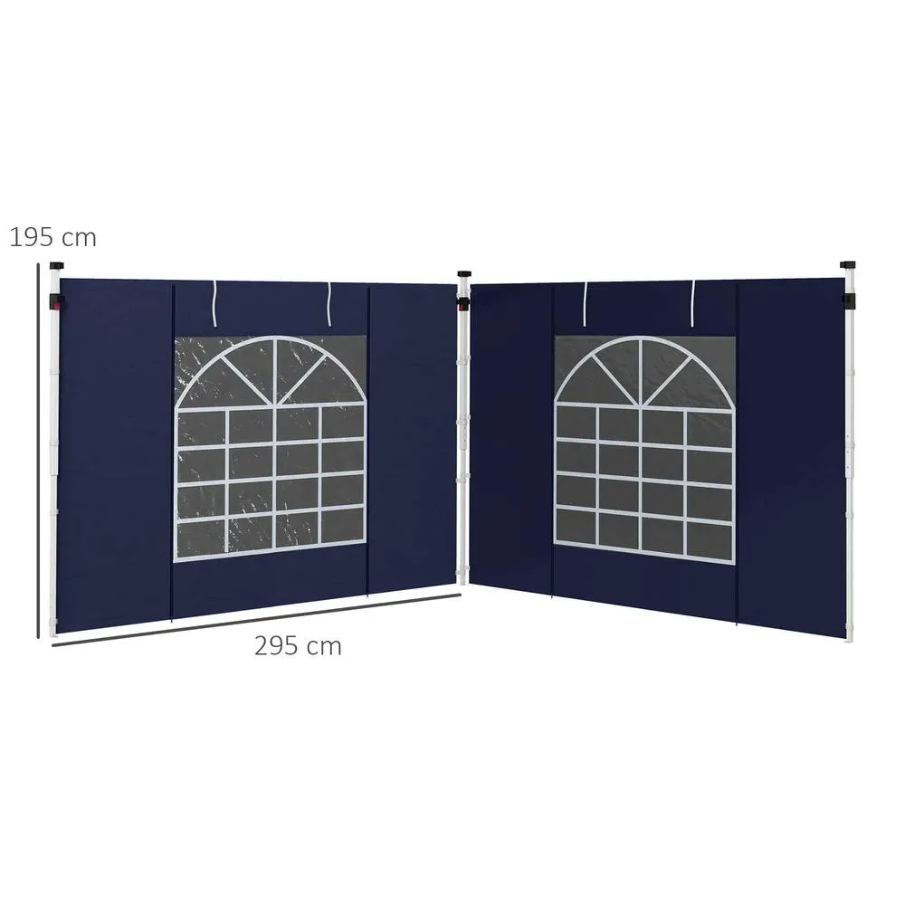OUTSUNNY 3x3(m) or 3x6m Pop Up Gazebo Side Panels Replacement, 2 Pack in Blue 3