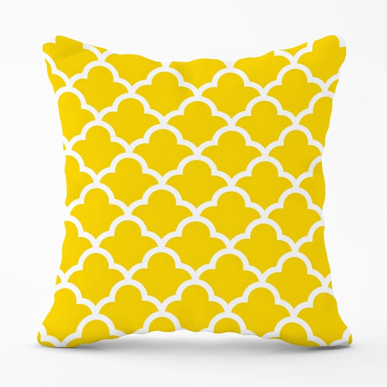 Warren Reed - Designer Geometric Yellow Quatrefoil Wave Outdoor Cushion