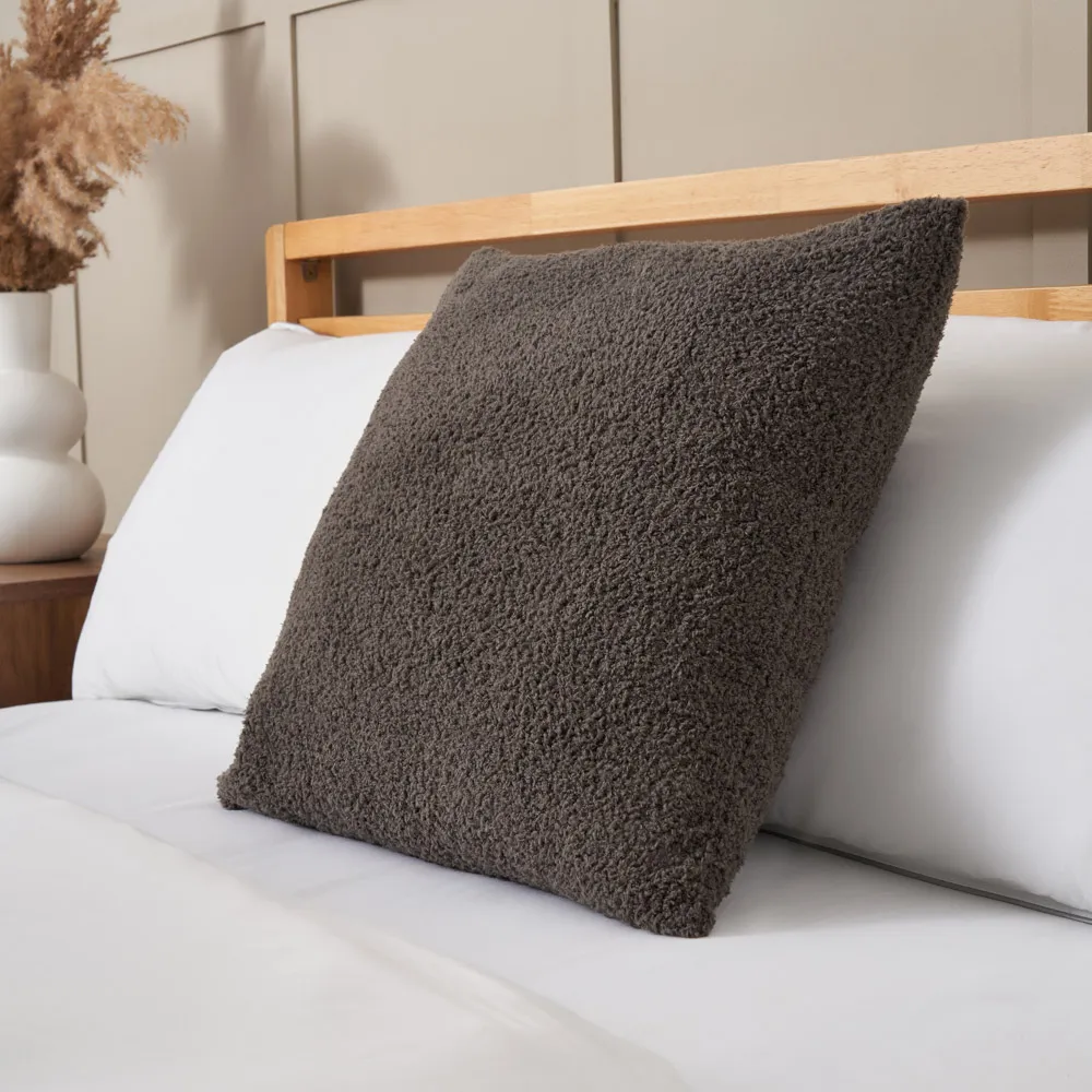 Really Soft Teddy Bear Fleece Cushion, Grey