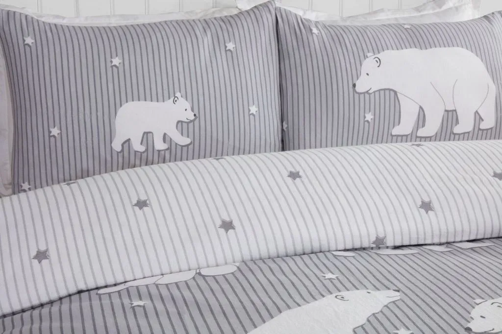 Rapport Home Polar Bear Bed Cover Duvet Cover Set with Pillowcase in Grey 2