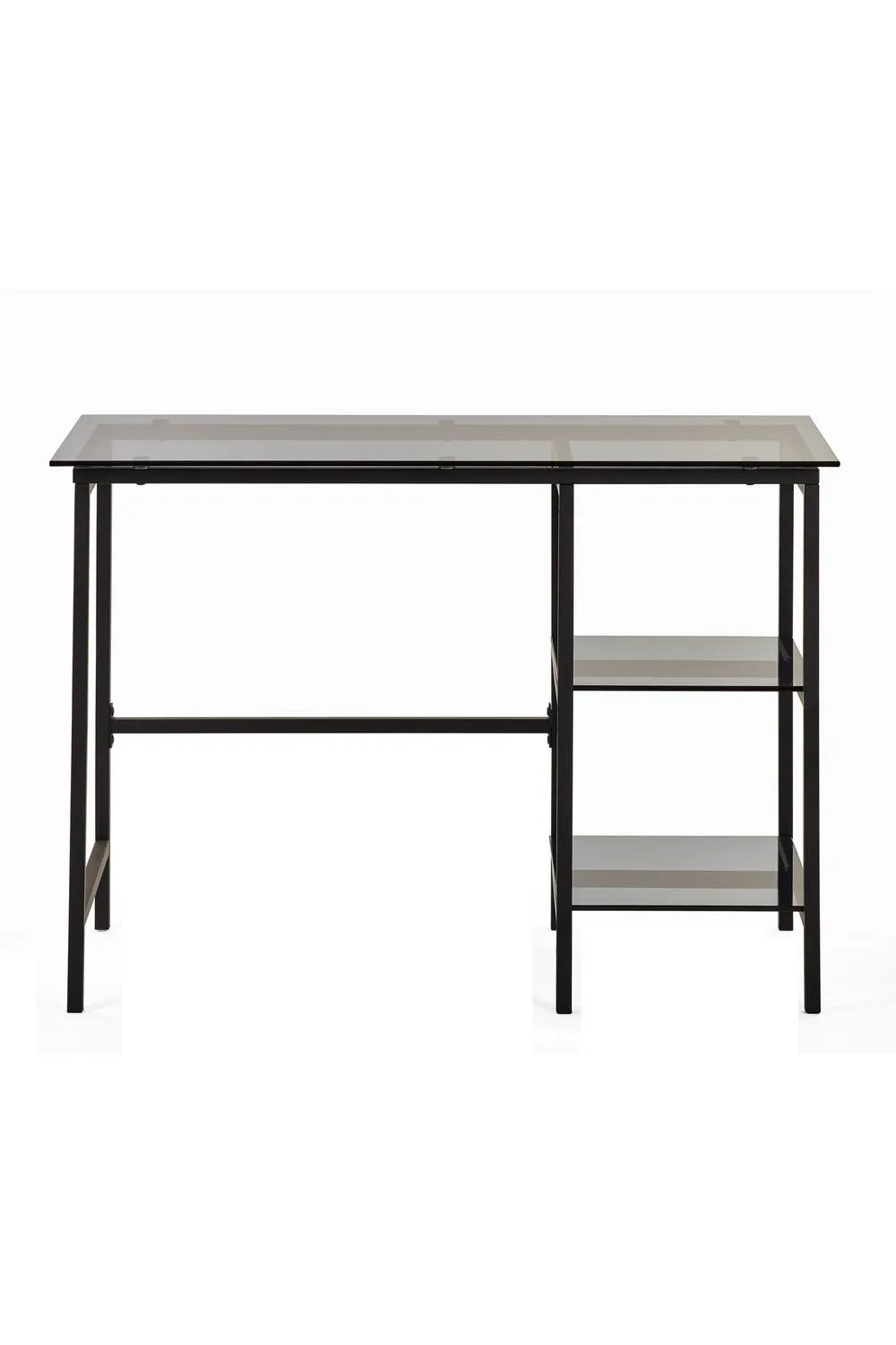 Julian Bowen Chicago Glass Top Desk with Shelves in Black 3