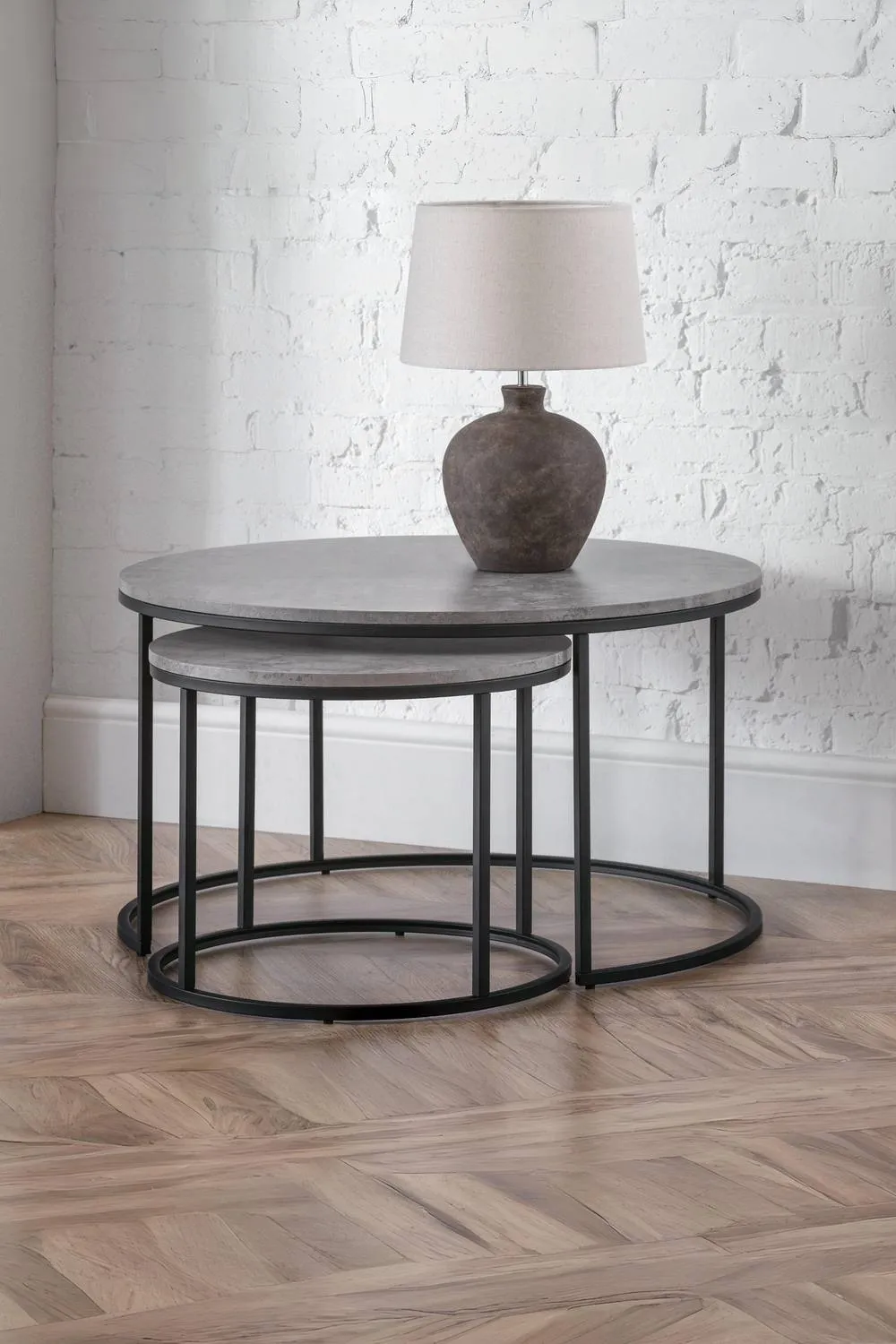 Julian Bowen Staten Round Nest of 2 Coffee Tables in Grey